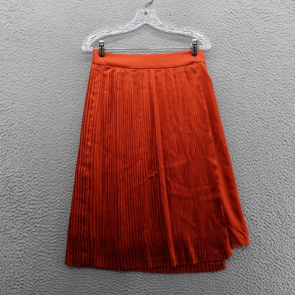 Banana Republic Olivia Palermo‎ Pleated Satin Skirt 0 Women Burnt Orange Midi